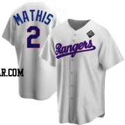 Jeff Mathis Men's Texas Rangers White Replica Home Cooperstown Collection 2023 World Series Jersey