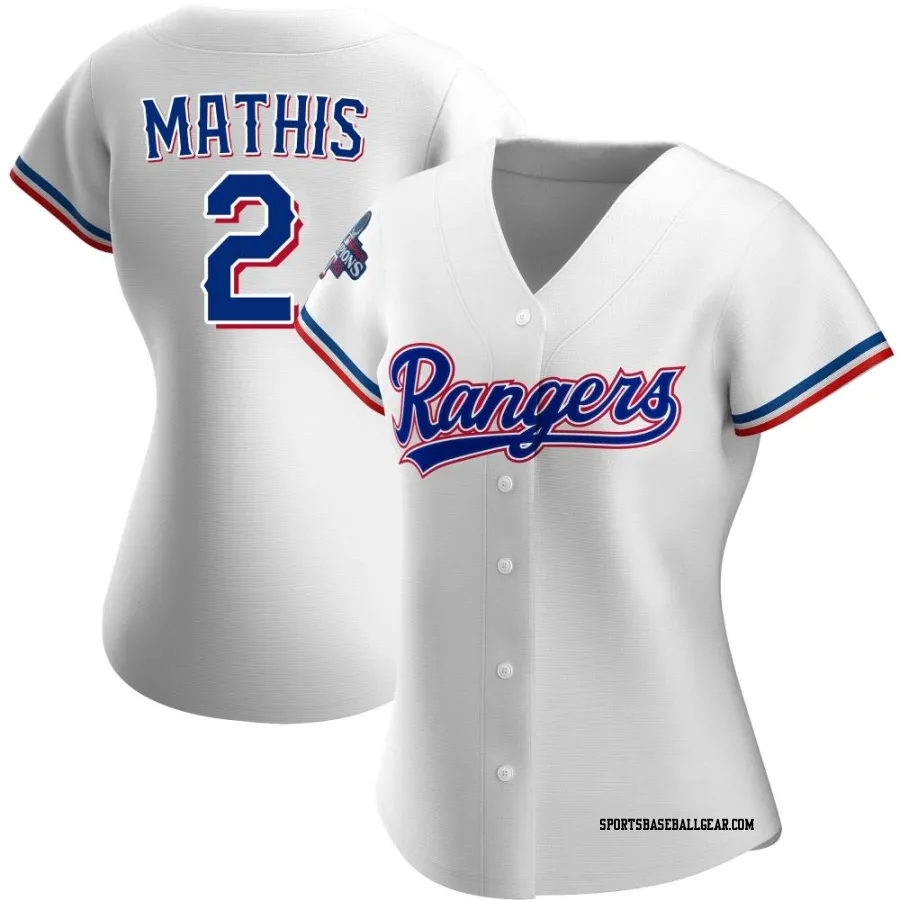 Jeff Mathis Women's Texas Rangers White Authentic Home 2023 World Series Champions Jersey