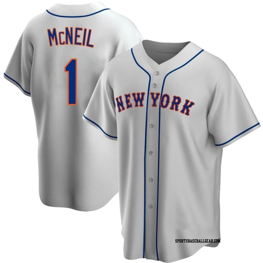 Jeff McNeil Men's New York Mets Gray Replica Road Jersey