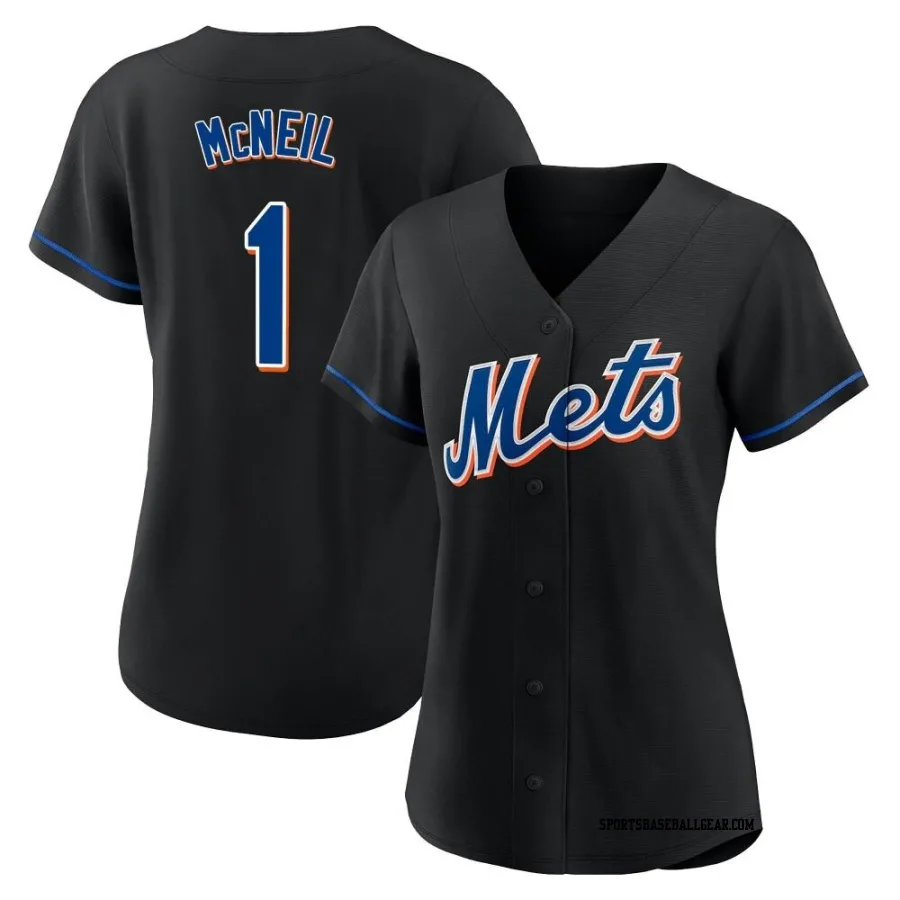 Jeff McNeil Women's New York Mets Black Authentic 2022 Alternate Jersey