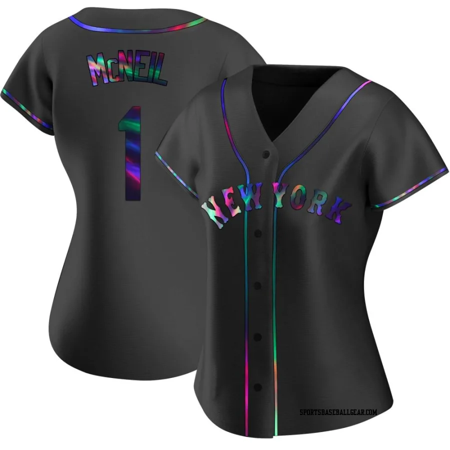 Jeff McNeil Women's New York Mets Black Holographic Replica Alternate Jersey