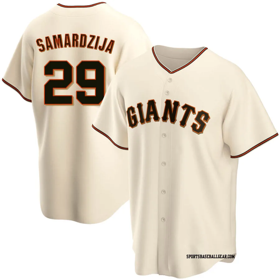 Jeff Samardzija Men's San Francisco Giants Cream Replica Home Jersey