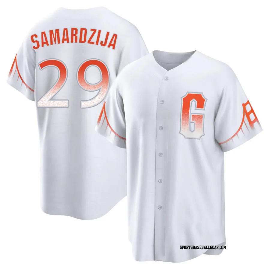 Jeff Samardzija Men's San Francisco Giants White Replica 2021 City Connect Jersey