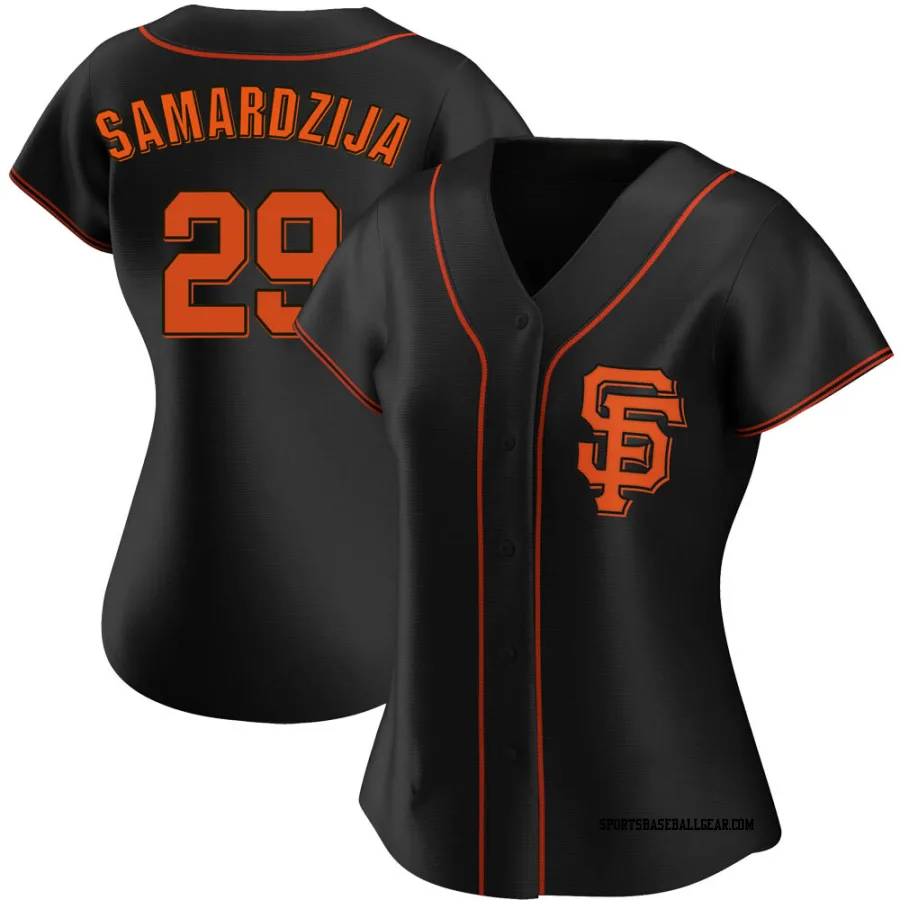 Jeff Samardzija Women's San Francisco Giants Black Replica Alternate Jersey