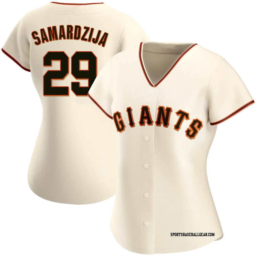 Jeff Samardzija Women's San Francisco Giants Cream Replica Home Jersey