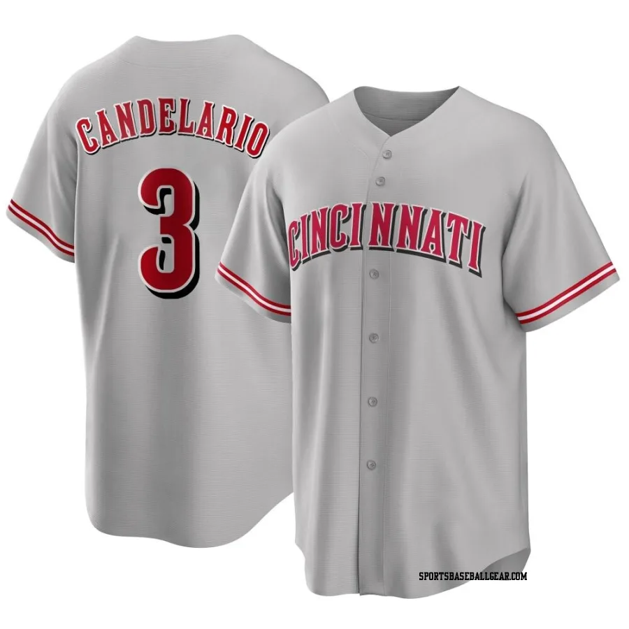 Jeimer Candelario Men's Cincinnati Reds Gray Replica Road Jersey