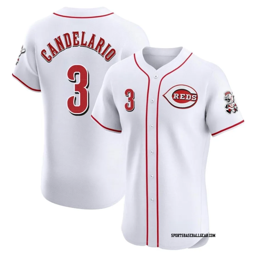 Jeimer Candelario Men's Cincinnati Reds White Elite Home Patch Jersey