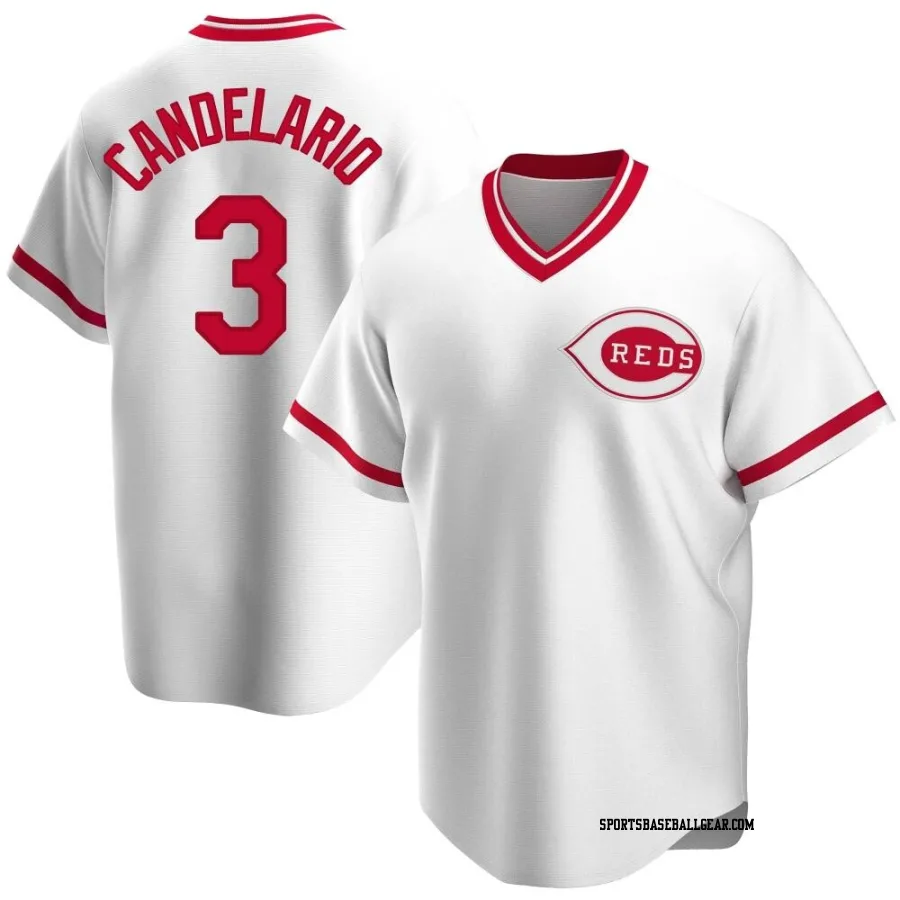 Jeimer Candelario Men's Cincinnati Reds White Replica Home Cooperstown Collection Jersey