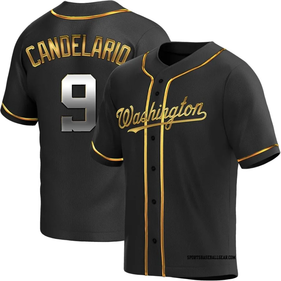 Jeimer Candelario Men's Washington Nationals Black Golden Replica Alternate Jersey