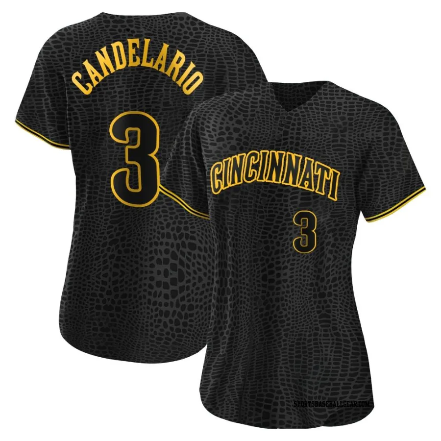 Jeimer Candelario Women's Cincinnati Reds Black Authentic Snake Skin City Jersey