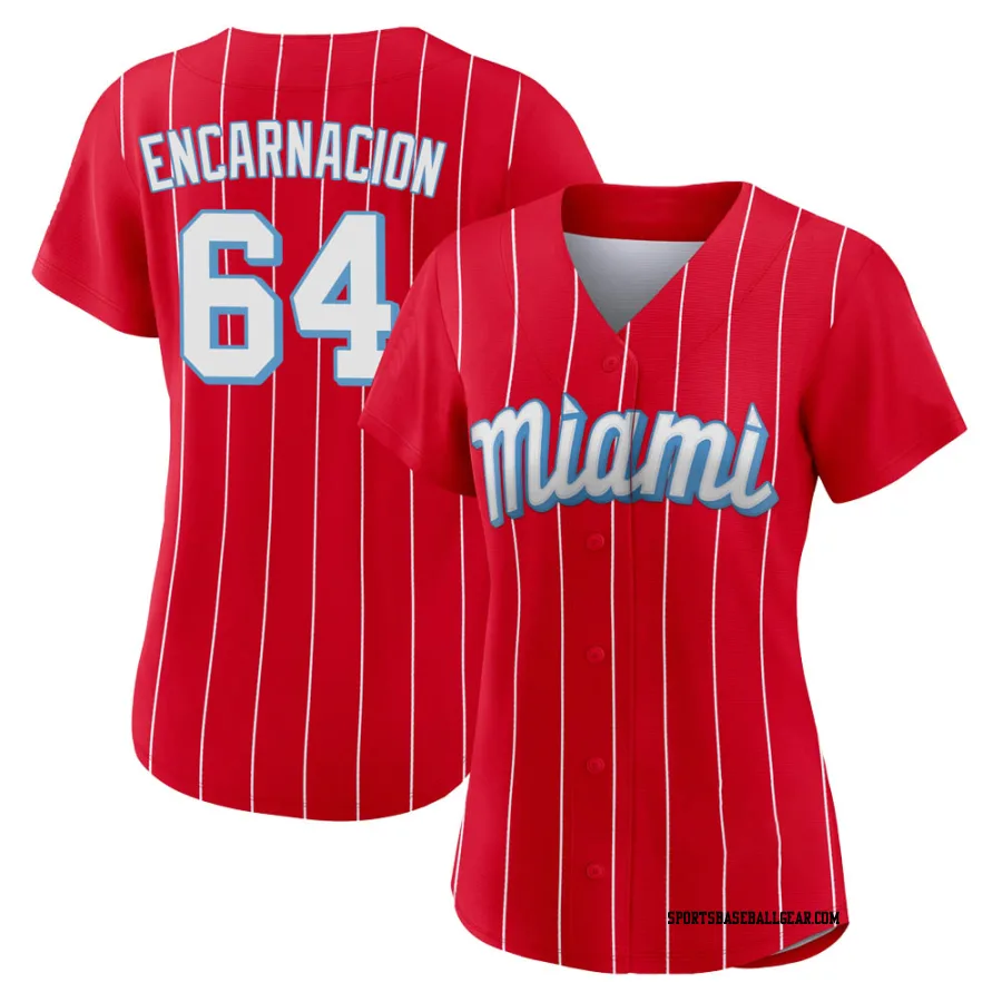 Jerar Encarnacion Women's Miami Marlins Red Authentic 2021 City Connect Jersey