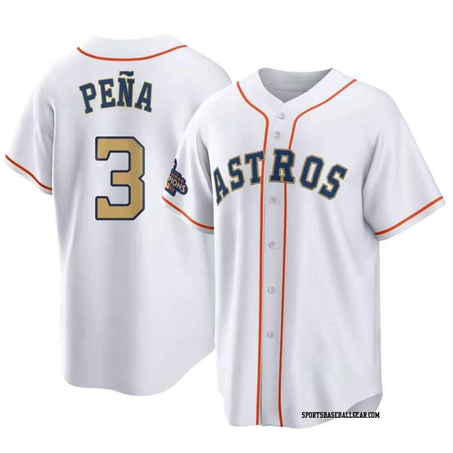 Jeremy Pena Men's Houston Astros Gold Replica White 2023 Collection Jersey