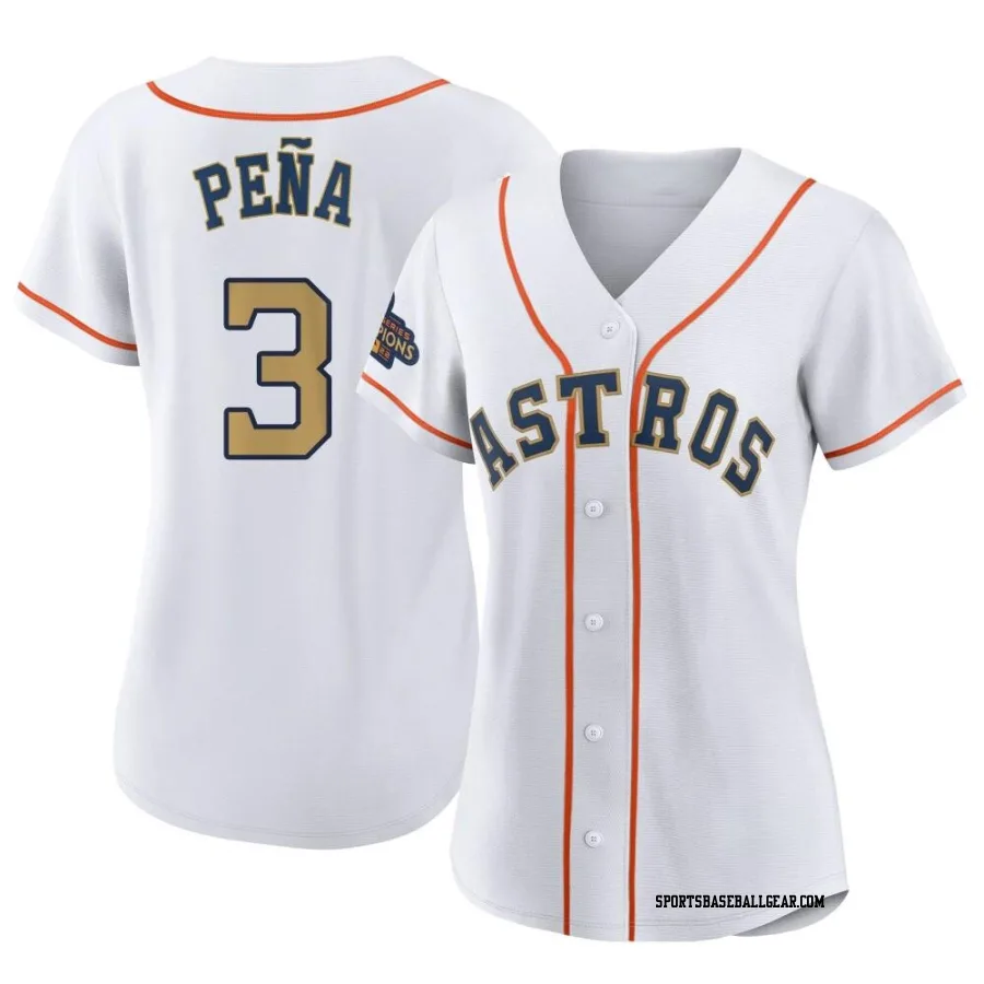 Jeremy Pena Women's Houston Astros Gold Replica White 2023 Collection Jersey