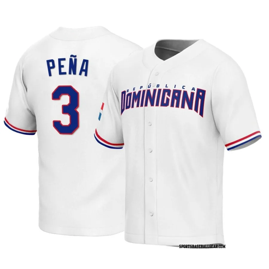 Jeremy Pena Youth Dominican Republic Baseball White Replica 2023 World Baseball Classic Jersey