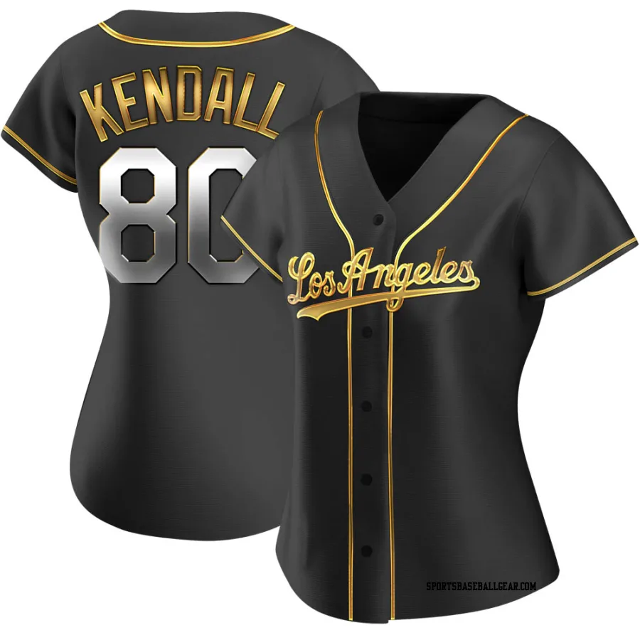 Jeren Kendall Women's Los Angeles Dodgers Black Golden Replica Alternate Jersey