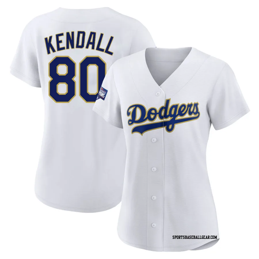 Jeren Kendall Women's Los Angeles Dodgers White/Gold Authentic 2021 Gold Program Player Jersey