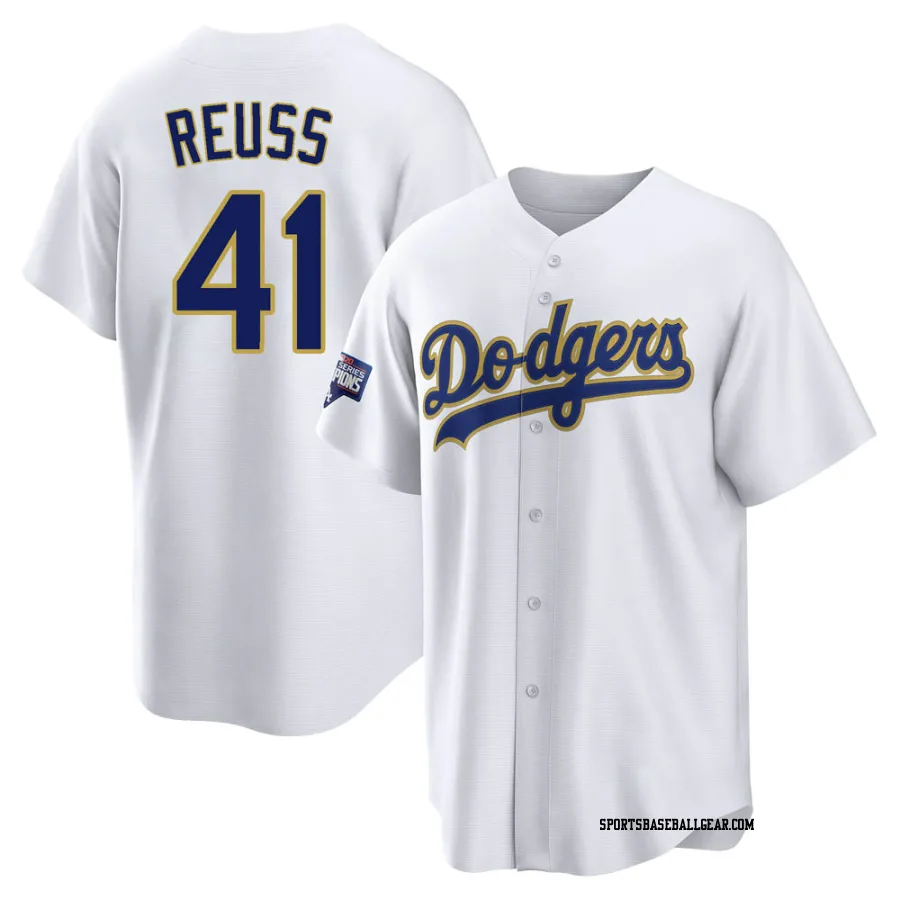 Jerry Reuss Men's Los Angeles Dodgers White/Gold Replica 2021 Gold Program Player Jersey