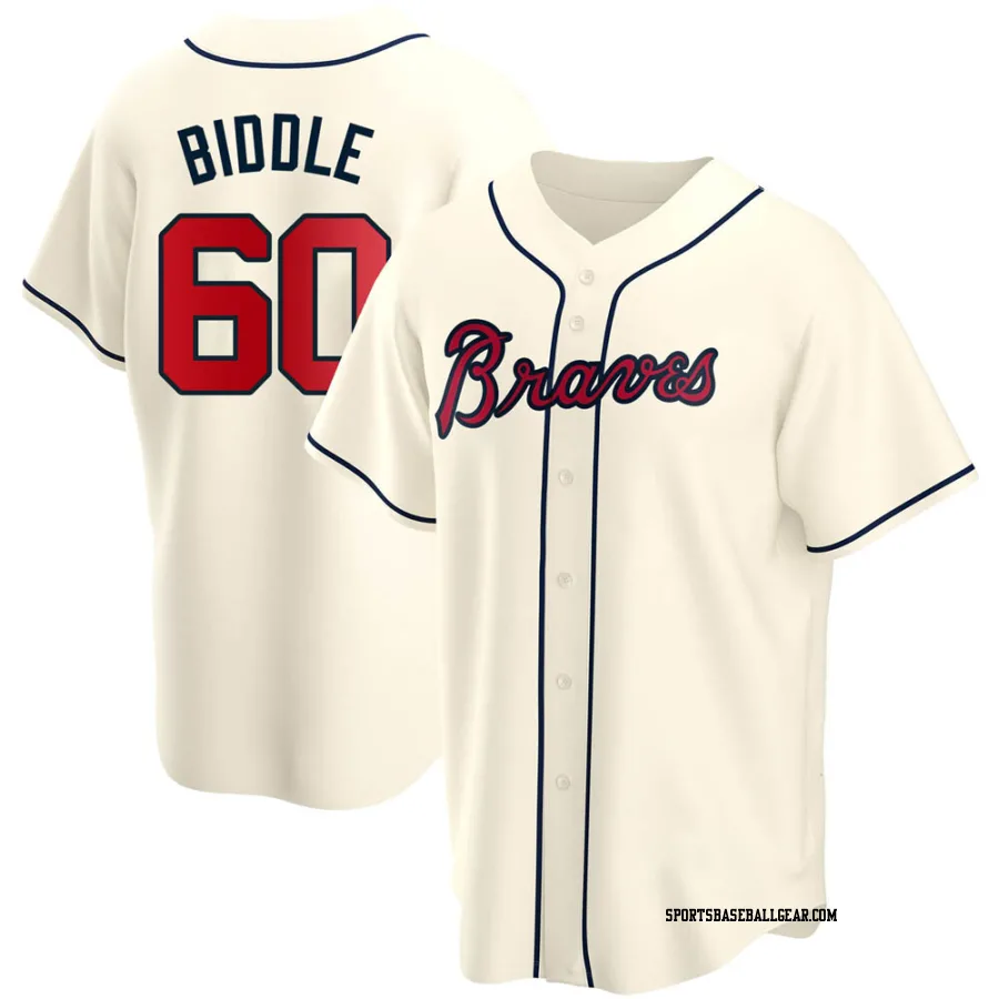 Jesse Biddle Youth Atlanta Braves Cream Replica Alternate Jersey