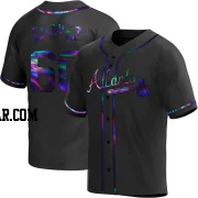 Jesse Chavez Men's Atlanta Braves Black Holographic Replica Alternate Jersey