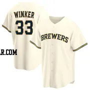 Jesse Winker Men's Milwaukee Brewers Cream Replica Home Jersey