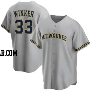 Jesse Winker Men's Milwaukee Brewers Gray Replica Road Jersey