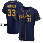 Jesse Winker Men's Milwaukee Brewers Navy Authentic Alternate Jersey