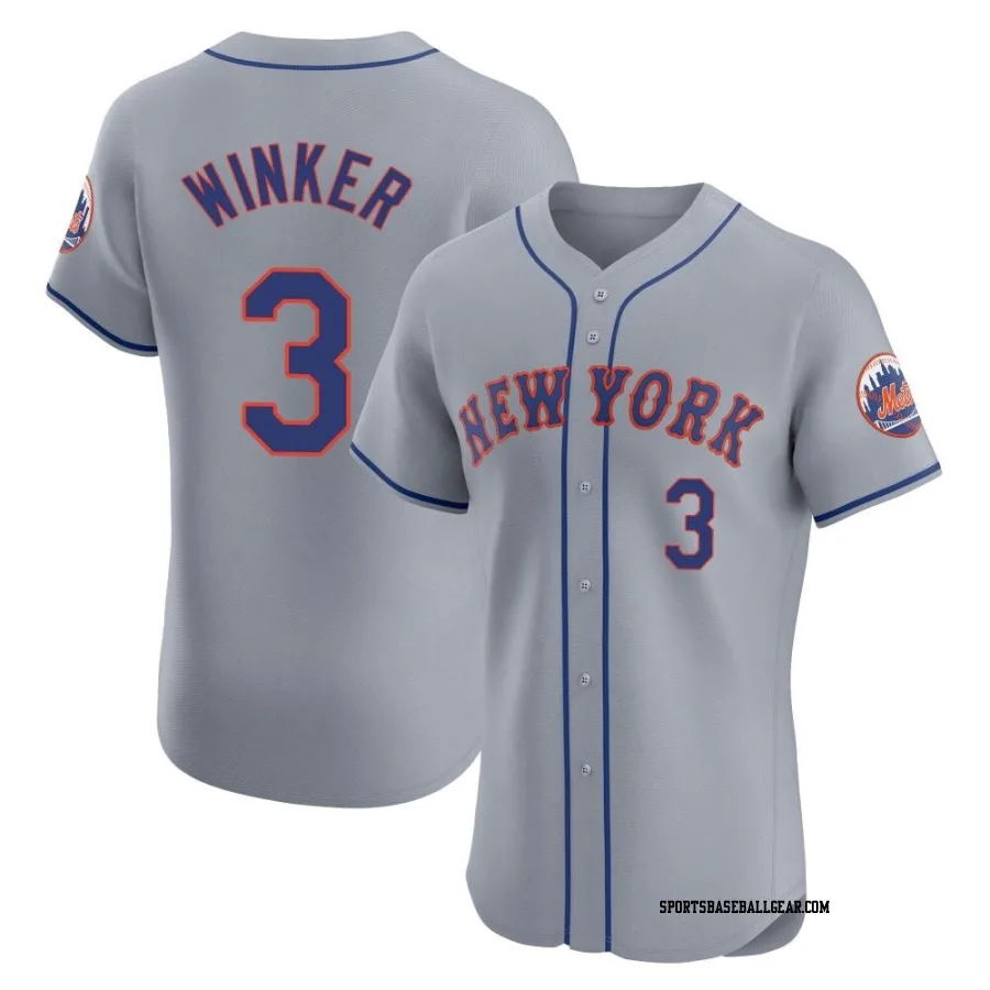 Jesse Winker Men's New York Mets Gray Elite Road Jersey