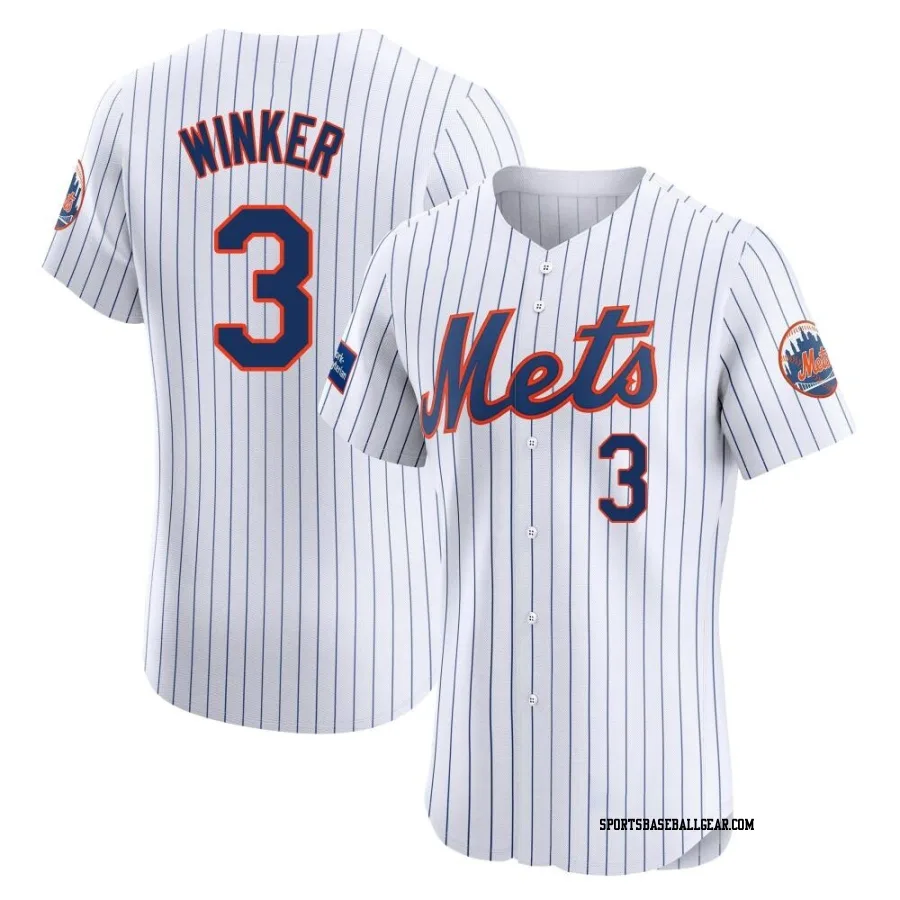 Jesse Winker Men's New York Mets White Elite Home Patch Jersey