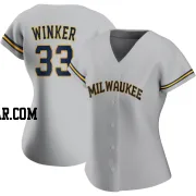 Jesse Winker Women's Milwaukee Brewers Gray Authentic Road Jersey