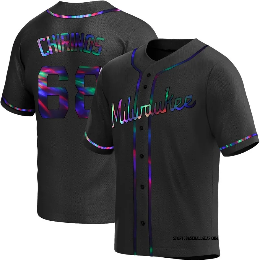 Jesus Chirinos Men's Milwaukee Brewers Black Holographic Replica Alternate Jersey