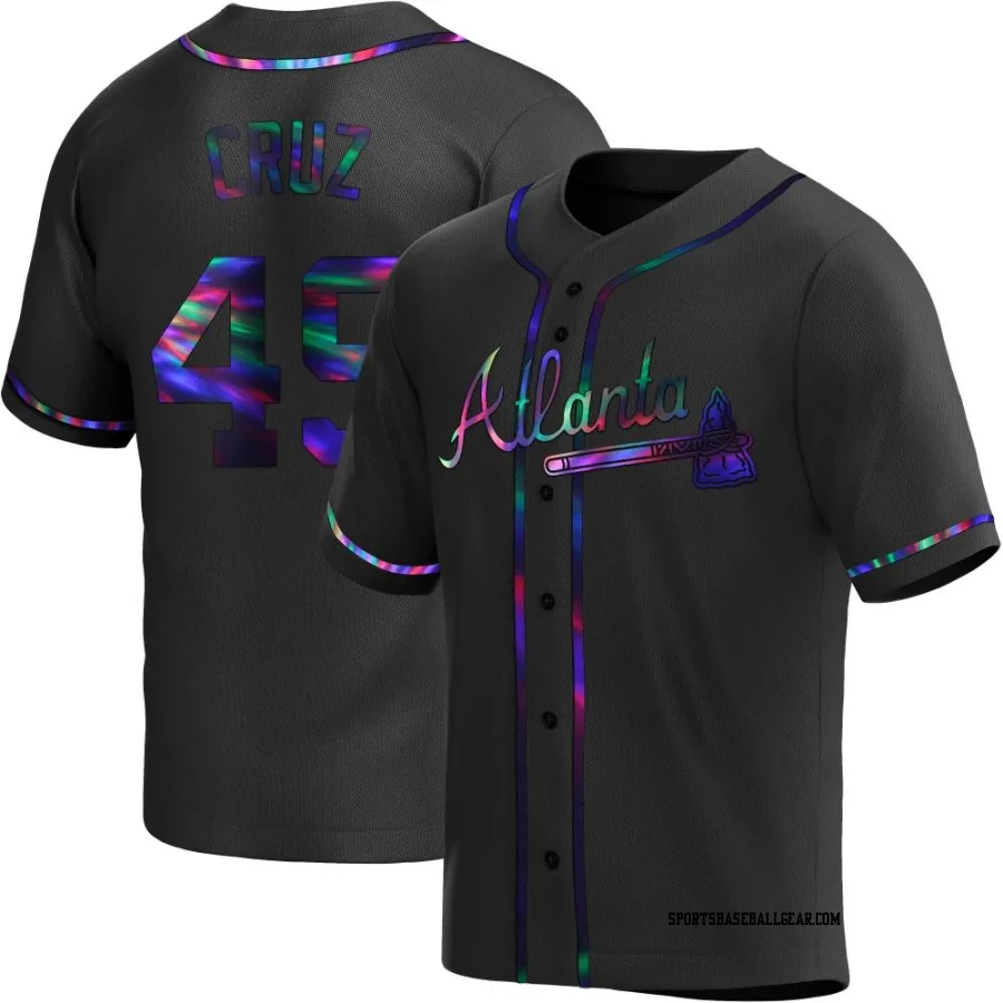 Jesus Cruz Men's Atlanta Braves Black Holographic Replica Alternate Jersey