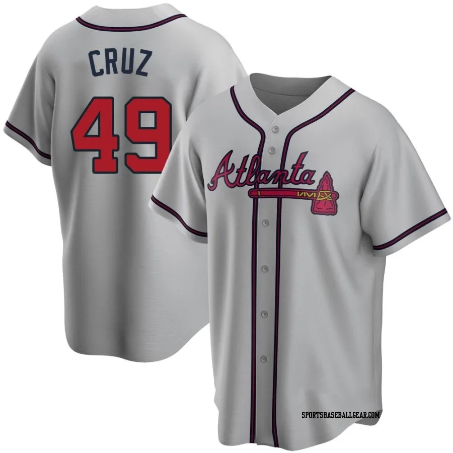 Jesus Cruz Men's Atlanta Braves Gray Replica Road Jersey