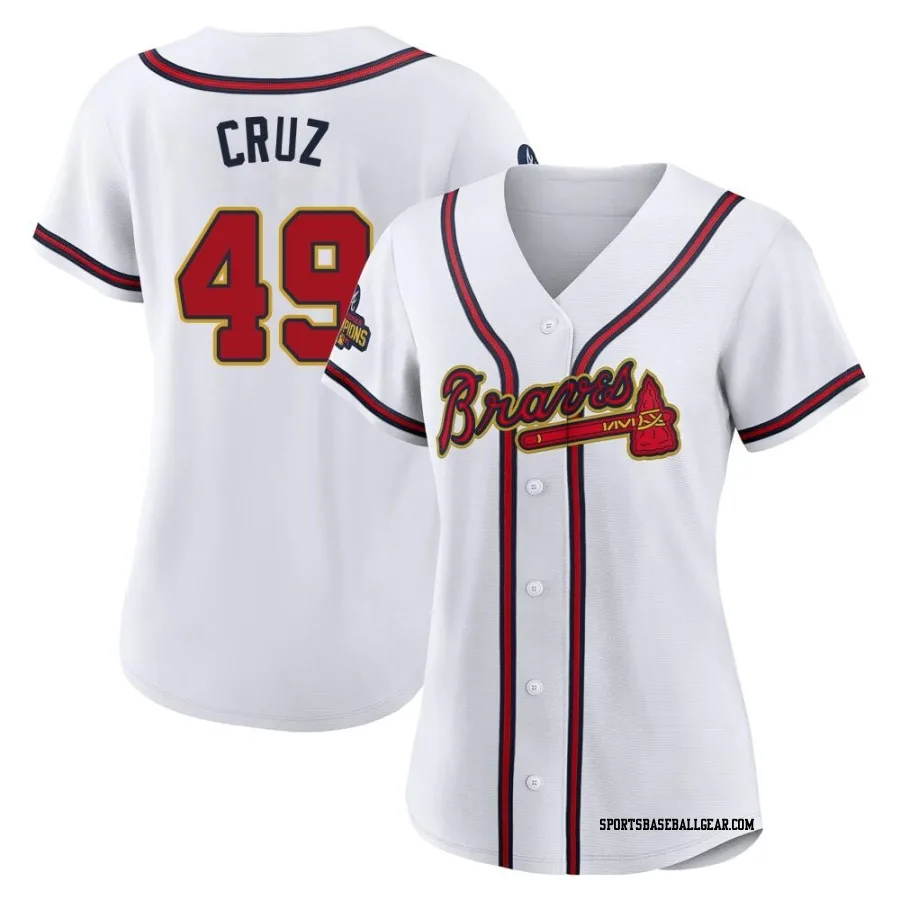 Jesus Cruz Women's Atlanta Braves Gold Authentic White 2022 Program Jersey