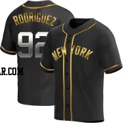 Jesus Rodriguez Men's New York Yankees Black Golden Replica Alternate Jersey