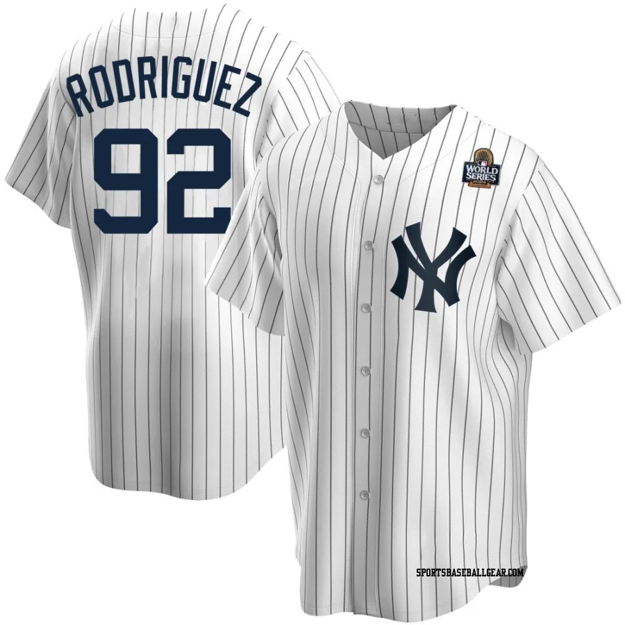 Jesus Rodriguez Men's New York Yankees White Replica Home 2024 World Series Jersey