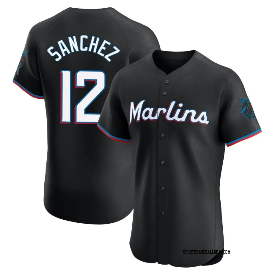 Jesus Sanchez Men's Miami Marlins Black Elite Alternate Vapor Premier Jersey