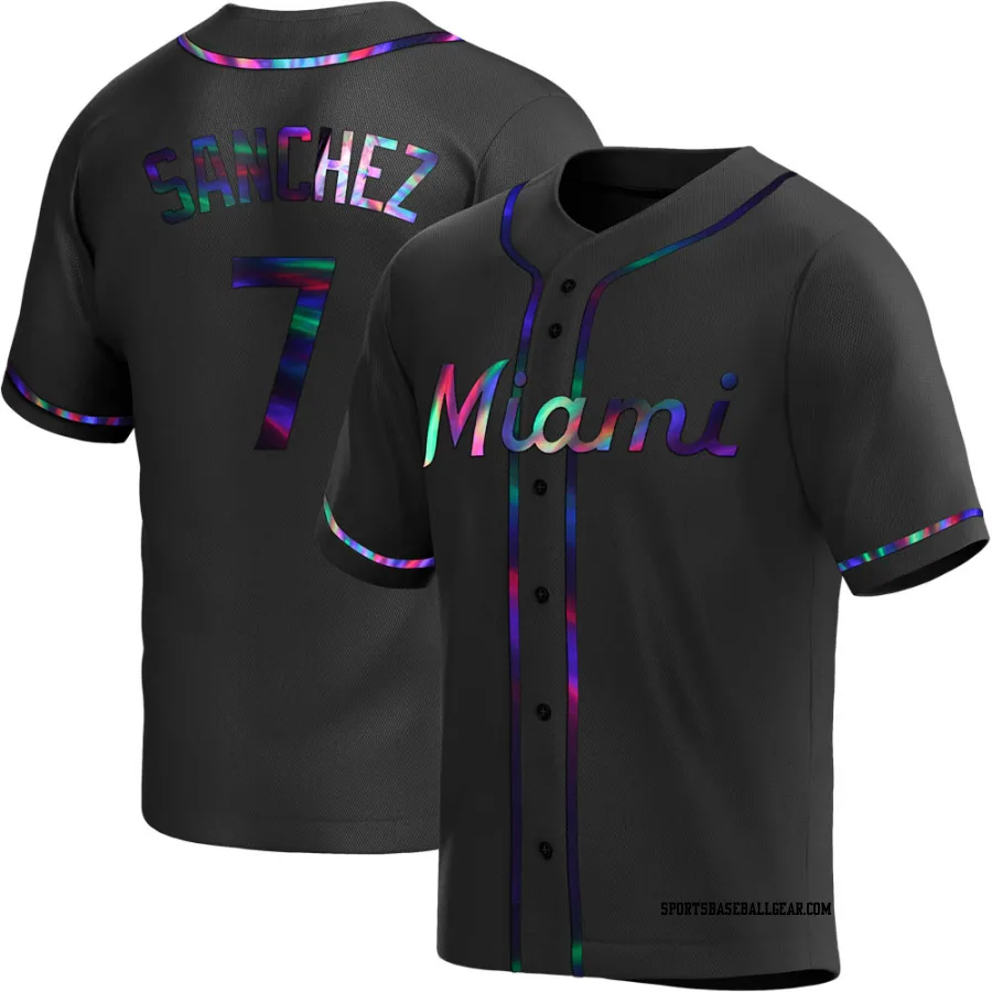 Jesus Sanchez Men's Miami Marlins Black Holographic Replica Alternate Jersey