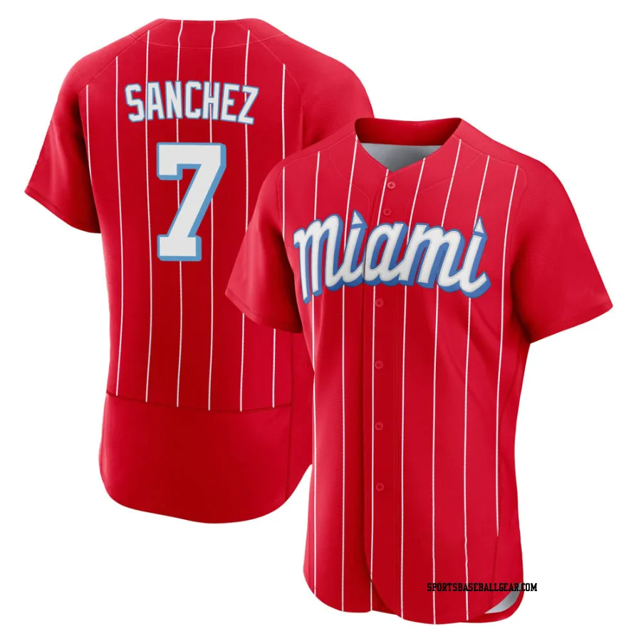 Jesus Sanchez Men's Miami Marlins Red Authentic 2021 City Connect Jersey