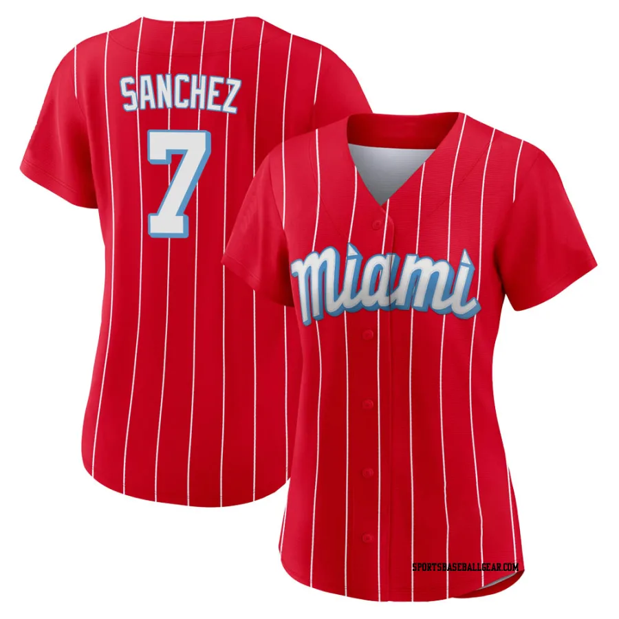 Jesus Sanchez Women's Miami Marlins Red Authentic 2021 City Connect Jersey