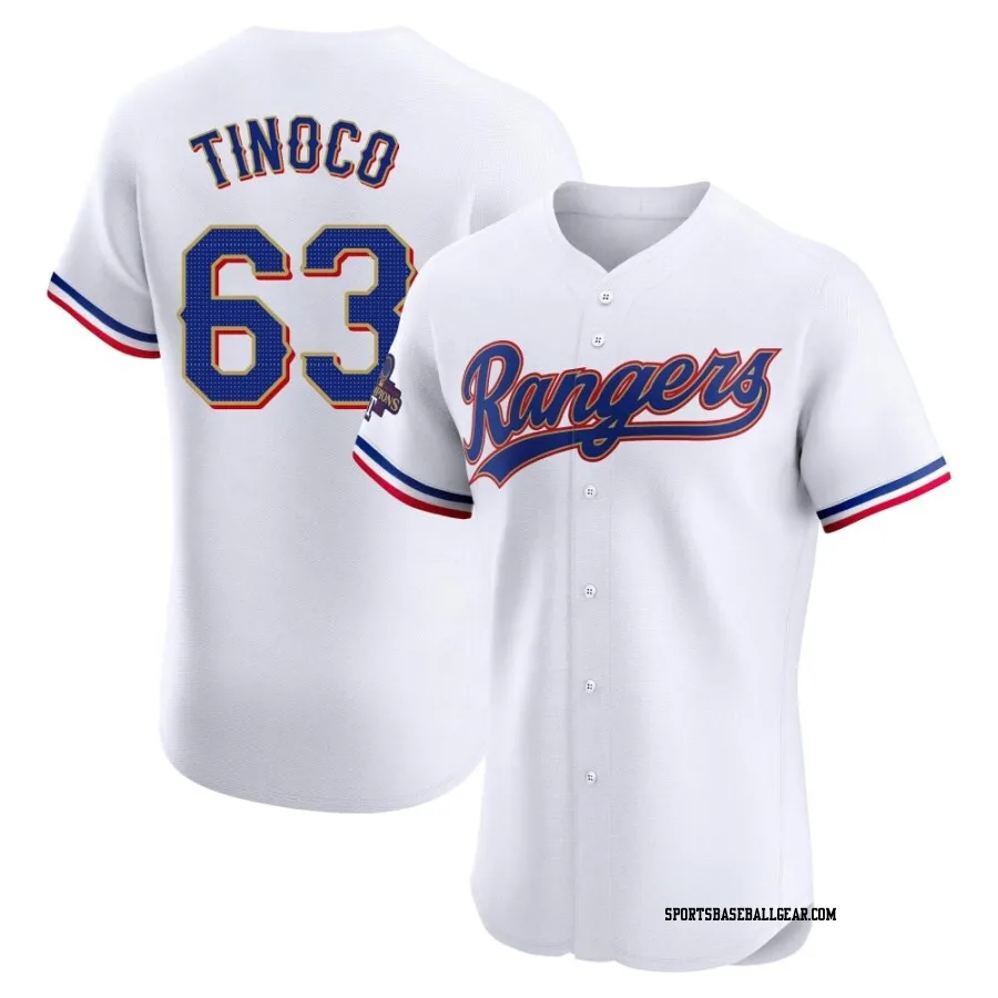 Jesus Tinoco Men's Texas Rangers Gold Elite White 2024 Collection Jersey