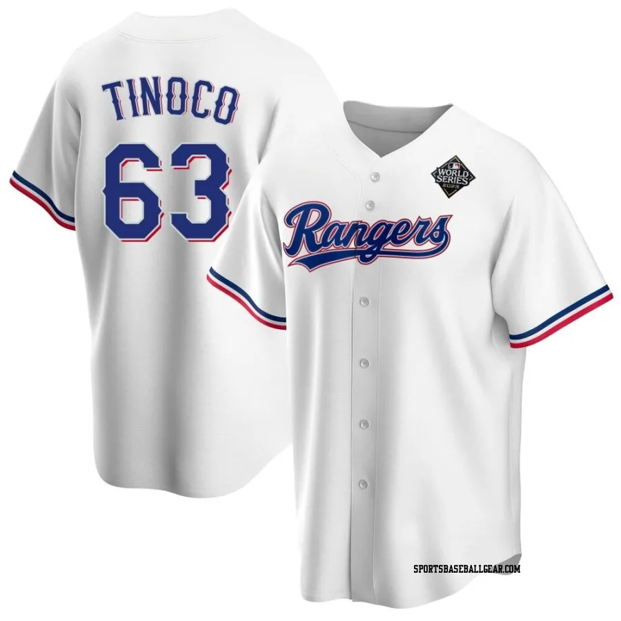 Jesus Tinoco Men's Texas Rangers White Replica Home 2023 World Series Jersey