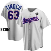 Jesus Tinoco Men's Texas Rangers White Replica Home Cooperstown Collection 2023 World Series Jersey