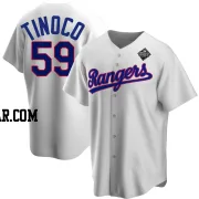 Jesus Tinoco Men's Texas Rangers White Replica Home Cooperstown Collection 2023 World Series Jersey