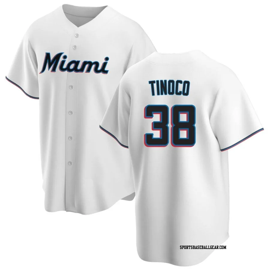 Jesus Tinoco Youth Miami Marlins White Replica Home Jersey