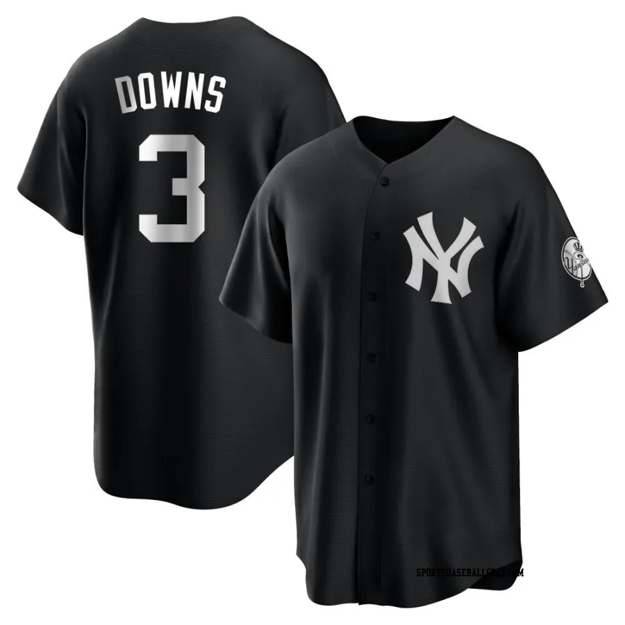 Jeter Downs Men's New York Yankees Black/White Replica Jersey