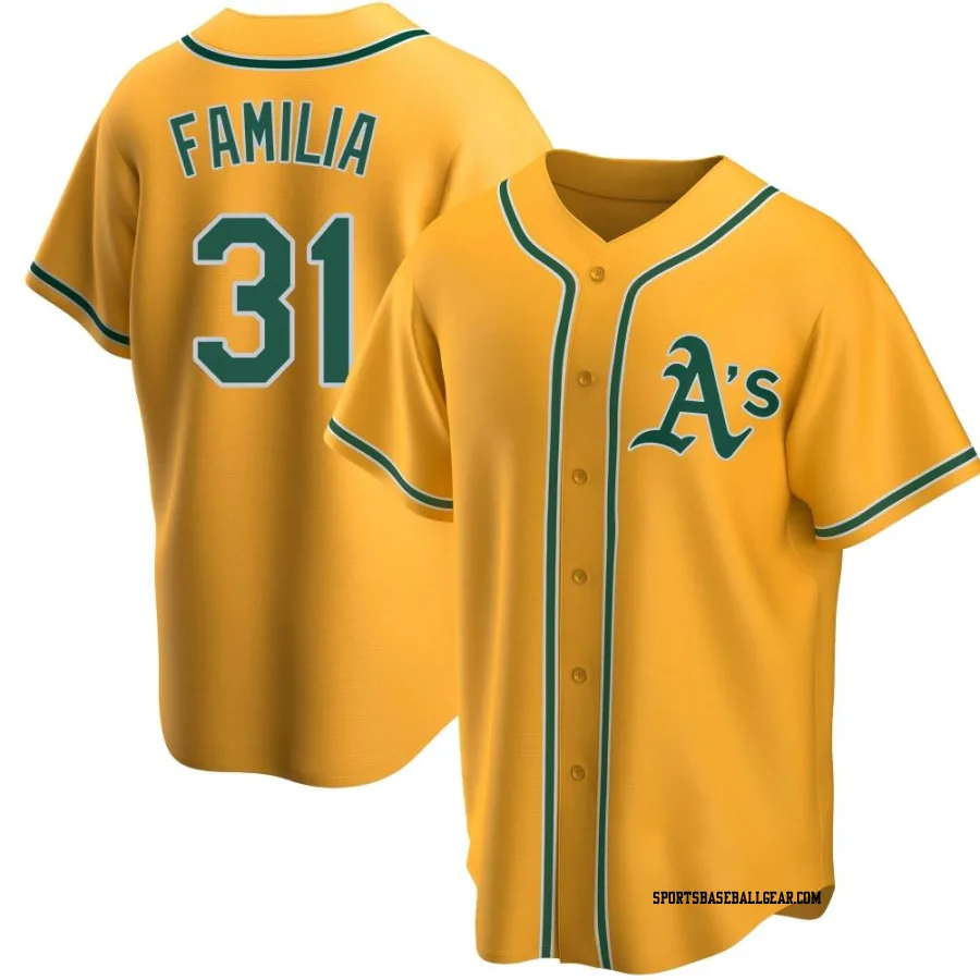 Jeurys Familia Men's Oakland Athletics Gold Replica Alternate Jersey