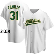 Jeurys Familia Men's Oakland Athletics White Replica Home Jersey