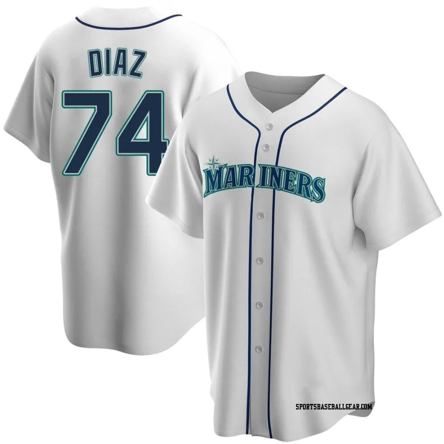 Jhonathan Diaz Men's Seattle Mariners White Replica Home Jersey