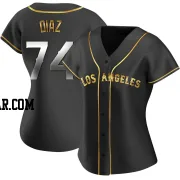 Jhonathan Diaz Women's Los Angeles Angels Black Golden Replica Alternate Jersey