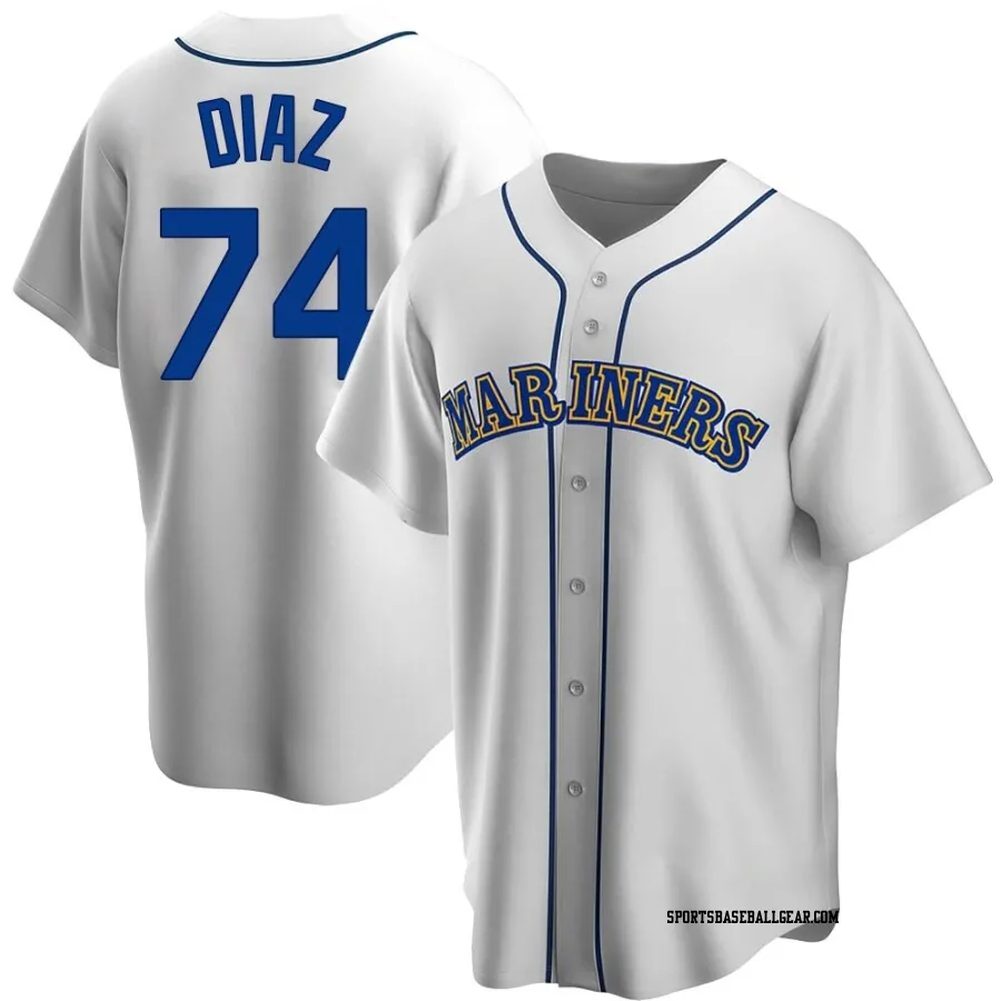 Jhonathan Diaz Youth Seattle Mariners White Replica Home Cooperstown Collection Jersey